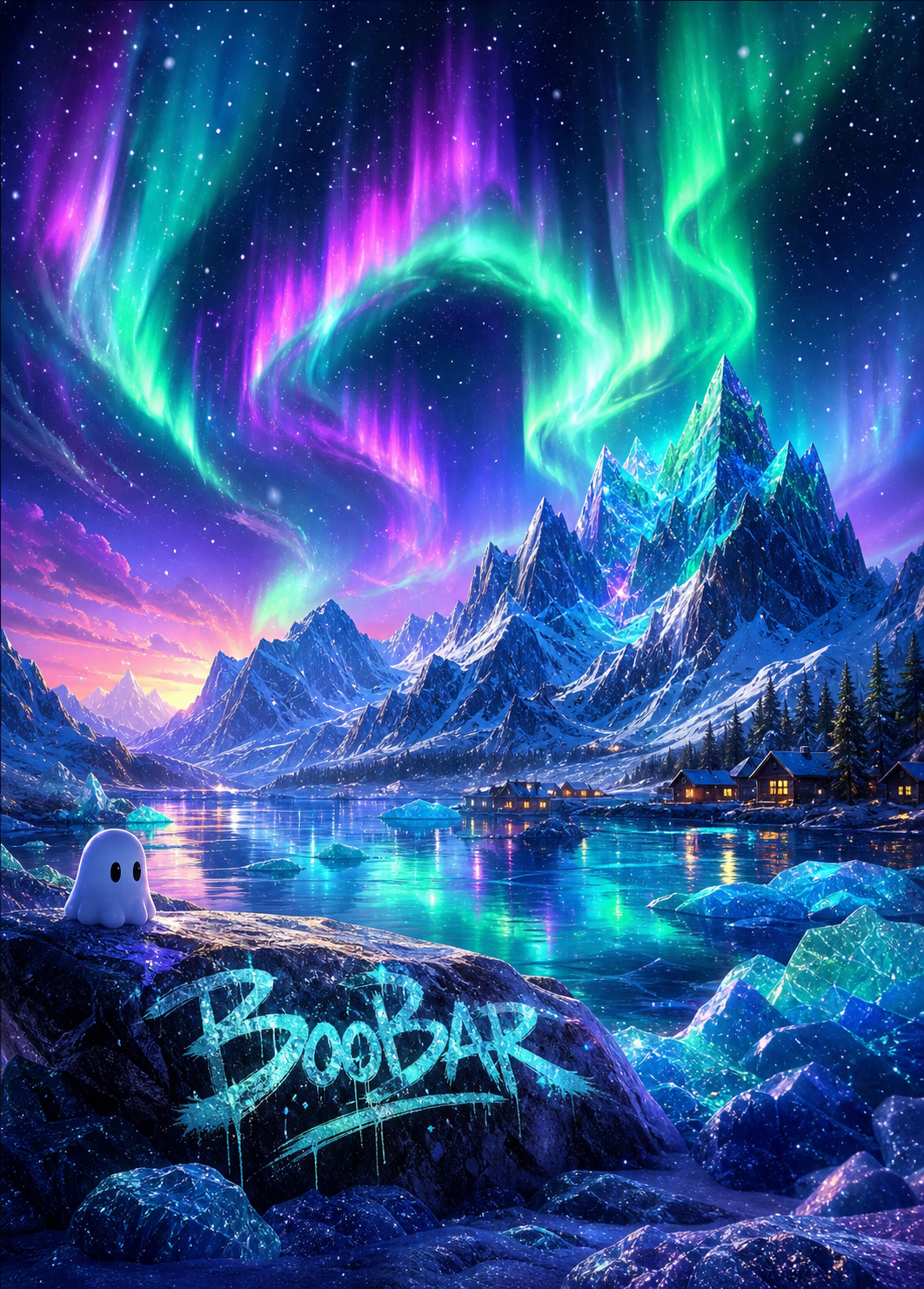 Ocean Fern aurora mountain landscape card
