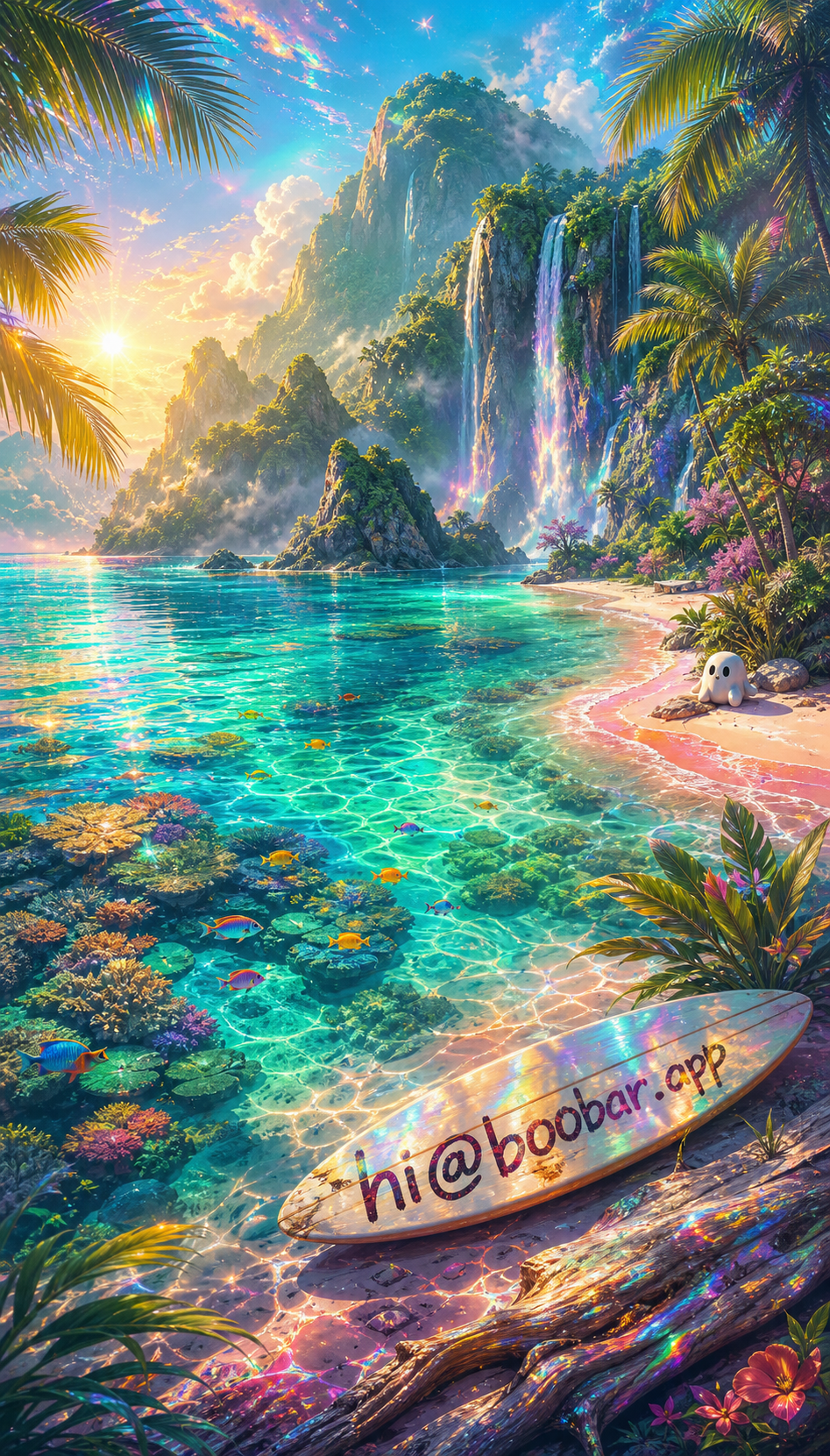 Ocean Fern tropical lagoon landscape card